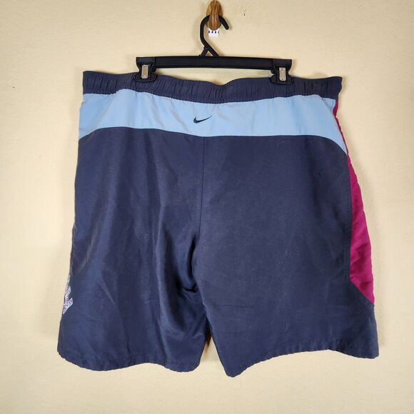 Nike Swim Trunks Men's Medium Blue Board Shorts Mesh Lined Pockets Abstract‎ Y2K - Picture 6 of 9